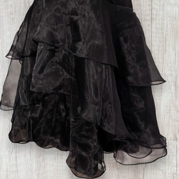 DAVIDS BRIDAL Strapless Mermaid Black Organza Ruffle Hem Wedding Bridal Dress 14 - Picture 4 of 10